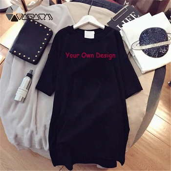 Váš Ako obrázok Alebo Logo Svoj VLASTNÝ Dizajn Vlastné Tričko Šaty Ženy Plus Veľkosť Krátky Rukáv DIY Oblečenie Femme