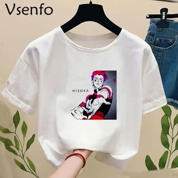 Janpanese Anime Sisso Hisoka T-shirt Ženy Bežné Cartoon T-shirts Žena Dievčatá Camiseta Mujer Lete White Tee Tričko Plus Veľkosť