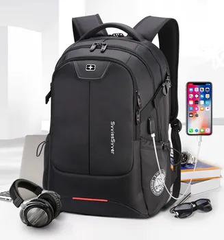 SWICKY multifunkčné veľkú kapacitu muž taška módu cestovný usb nabíjací vodotesný, anti-theft 15.6 palcový notebook batoh mužov