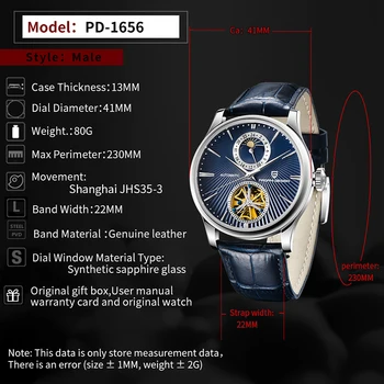 2020 PAGANI Dizajn Novej pánskej mechanické hodinky business módne automatické hodinky módne kože mužov hodinky tourbillon hodiny