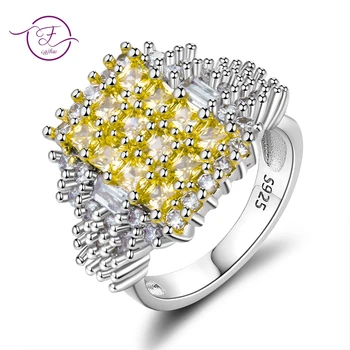 Zbrusu Nový Štýl 2018 Snubné Prstene Pre Ženy, Luxusné Šperky So Žiarivými Yellow Crystal Zirkón Kamene Vysokej Kvality