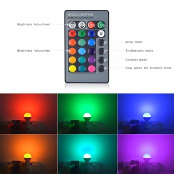LED Bodové Žiarovky RGB LED Žiarovka E27/E26/E14/B22/GU10/MR16 IR Diaľkové Ovládanie zmena 16 Farieb, Žiarovky Lampy AC85-265V 3W D40