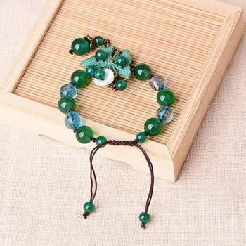 Jade Kameň Jadeite Emerald Motýľ Náramok Pôvab Šperkov, Módnych Doplnkov Zelený Čínsky Vyrezávané Amulet Darčeky pre Ženy