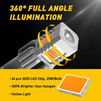 AUXITO 2X 7440 LED Č Hyper Flash Žltá Žltá LED T20 W21W 1156 3157 P27/7W Canbus LED Žiarovky Pre Zase Signálne Svetlá Žiadna Chyba