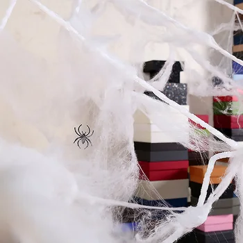 Besegad Desivý Horor Trojuholníkové Obrovské Biele pavučina s Pavučinu Háčik Vklad na Halloween Party Vonkajší Dekor 7x5.5m