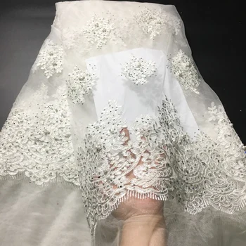 Mimo Biele Perlové Čipky Tkaniny Afriky Čipky Textílie 2020 Vysoko Kvalitnej Čipky S Kamene, francúzsky Nigérijský Čipky Textílie na Svadby