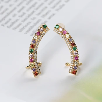 Luxusné Najpredávanejší Curvede Rainbow Sortiment Zafíry & Diamanty Každodenné Stud Náušnice pre Ženu & Teens