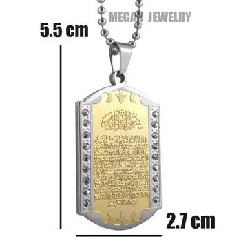 Z nehrdzavejúcej ocele Moslimských Alah Ayatul Kursi Korán, prívesok & náhrdelník pre mužov, ženy islam crystal Darček a Šperky