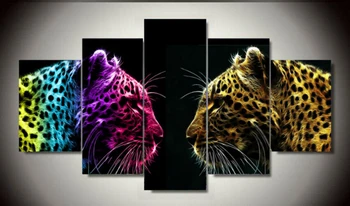 2017 Nový Príchod Novej Obrazy Bez Rámu Tiger, Leopard 5 Kus Obrázok Maľby Nástenné Art Izba Dekor Plátno Pre Obývacia Izba