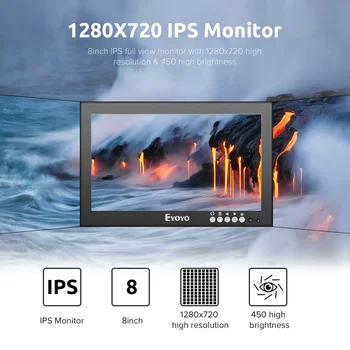 Eyoyo EM08G 8 Palcový Monitor Malé Hdmi Monitor Prenosného Monitora vga CCTV Obrazovke LCD 1280x720 16:9 IPS Monitor BNC AV/VGA Displej