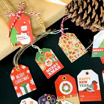 48pcs Multi Kraft Papier Značky HOBBY Ručné Karty Vianočné Zavesiť Menovku s Lanom Štítky, Darčekové Balenie Dodávky Vianočné Party Decor