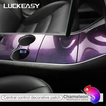 LUCKEASY Interiérové úpravy auta, centrálny ovládací panel chrániť patch pre Tesla Model3 a ModelY hviezdne nebo chameleon série