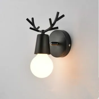 Nordic LED E27 Nástenné svietidlo Farebné Kreslené Jelene Parohy Spálňa Čítanie Sconce na Stenu Deti Osvetlenie Miestnosti nástenné svietidlo