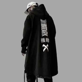 2020 Mužov Harajuku Hip Hop Coats Muž Bunda Nadrozmerná Dlhý S Kapucňou, Bavlna Móda Swag Kabáty Bundy Streetwear Hombre