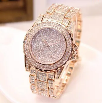 Relogio Feminino Plný Crystal Ženy Hodinky Quartz Oceľové hodinky ženy sledovať Ženy hodinky reloj hombre montre femme zegarek saati