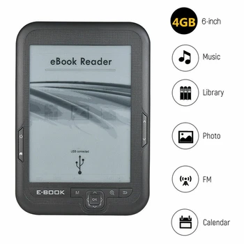 HOT-6 Palcový 4GB Ebook Reader E-Ink Kapacitný E Knihy Svetlo Displej Eink E-Book E-Ink E-Čítačka, MP3 so Prípade, WMA, PDF, HTML