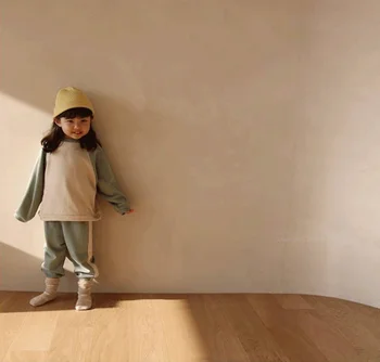 2020 Jeseň kórejský detské Oblečenie Nové Detí Bavlnená mikina s Kapucňou Vyhovovali Oblek Chlapcov Dievčat, Šport a Voľný čas deti oblečenie