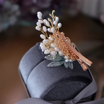 FXLRY Nové Elegantné Ručne vyrábané prírodné sladkovodné perly Motýľ vlasy klip žena Vlásenky Príslušenstvo