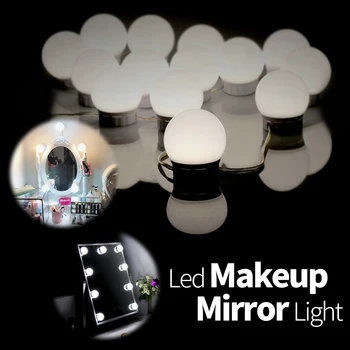 USB LED 12V make-up Svietidlo Nástenné svietidlo Krásu 2 6 10 14 Žiarovky Držiak Na Toaletný Stolík Plynulou Stmievateľné Hollywood Zrkadlo na líčenie Svetlo