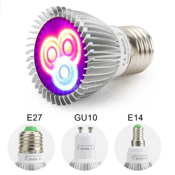 4pcs/Veľa 6W LED Rásť Svetlo E27/E14/GU10 AC85-265V pre Rastliny, Semená kvetov Zeleniny Krytý Skleníkových Hydroponics Rastie Lampa