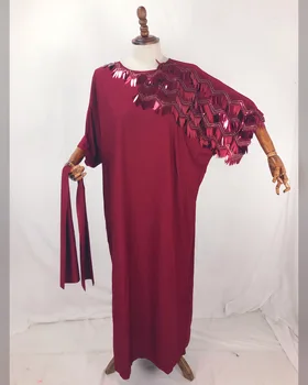 Nové Africký Štýl Flitrami Výšivky Voľné Dizajn 2-dielna Dlhé Šaty S Šatku Dashiki Šaty Pre Lady（ZP#）
