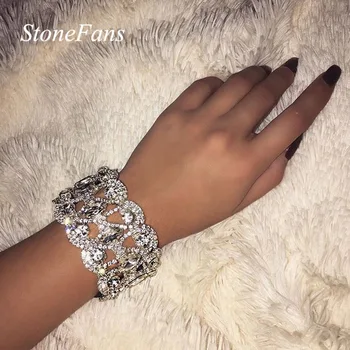 Stonefans Populárne Lesklé Šperky Crystal Náramok Náramok pre Ženy, Kosoštvorec Svadobné Duté Drahokamu Náramok Svadobných Doplnkov