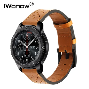 22 mm pravá Koža Watchband pre Samsung Výstroj S3 Klasické Hranici Xiao Amazfit Tempo/Stratos 2/1 Popruh Sledovať Band Náramok