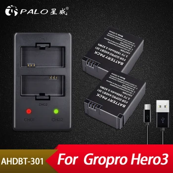 Palo 2KS Kamera, Batéria 3.7 V + USB Duálna Nabíjačka Pre Gopro Hero 3/3+ AHDBT-201/AHDBT-301 Kamery Príslušenstvo Nabíjačky Nastaviť