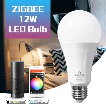 ZIGBEE 3.0 ZLL LED, 12W RGB+SCS žiarovka AC100-240V rgb a dual biele E27 stmievače LED žiarovka stmievateľné lampa RGBW/RGBWW práce alexa