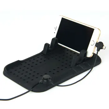 Silikónové Auto, Telefón, Stojan, Držiak s 2 v 1, USB Magnetické Nabíjací Kábel Dashboard Mount protišmykový Pásik Držiak pre iPhone Android