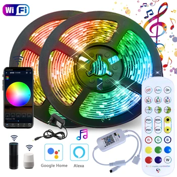 WiFi LED Pásy, RGB Osvetlenie 2835/5050 Nepremokavé Felixable Pásku So Alexa Google Vonkajšie Hudba a Hlas Synchronizácie Pre Strany, Karaoke
