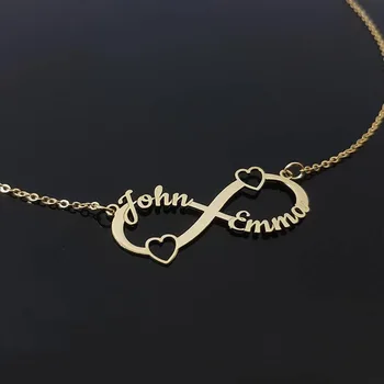 Personalizované Vlastné Infinity 4 Mená Náhrdelníky Pre Ženy, Výrobný Štítok Šperky Z Nerezovej Ocele Rodina List Náhrdelník Collier Femme