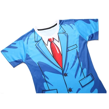 3D T-shirt Muži Fashion Tričko Funny Modré Sako Tlač Lete dospievajúci Chlapec Topy Tees Falošné Dva Kusy T tričko Značky Oblečenie