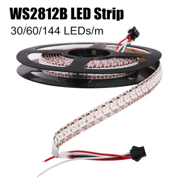 WS2812B LED Pásy 5050 RGB Neon Pásy 1m/3m/5m 30/60/144 pixelov/led/m Smart led pixel pásy,WS2812 IC;WS2812B,Biela PCB DC5V