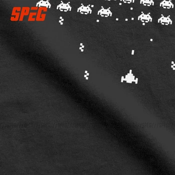 Pánske T-Shirts Space Invaders Zábavné Bavlnené Tričká Krátky Rukáv, Arkádovej Hry, Strieľanie Hry, Tričká Kolo Krku Topy Veľká Veľkosť