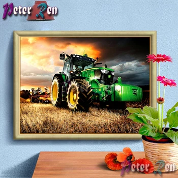 5d Farmy traktora diamond Maľovanie Cross Stitch DIY plné Námestie\Kolo Výšivky Drahokamu obraz Ručne domáce dekorácie