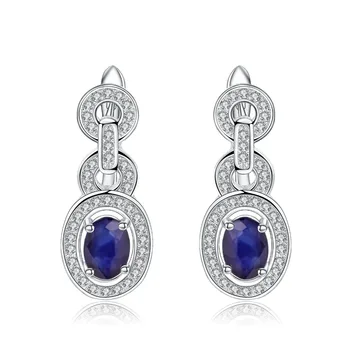 GEM BALET 1.89 Ct Prírodné Blue Sapphire Vintage Náušnice 925 Sterling Silver Drahokam Drop Náušnice Pre Ženy, Svadobné Šperky