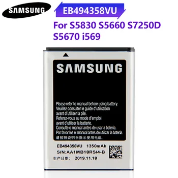 Pôvodné Autentické Batérie Telefónu EB494358VU Pre Samsung Galaxy Ace S5830 S5660 S7250D S5670 i569 gt-s5839i EB494358VU 1350mAh