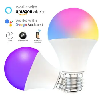 Smart LED Žiarovka 9W Wifi RGB+biela Žiarovka E27 B22 Farba Stmievateľné Led Žiarovka Pracovať S Tuya Inteligentný Život APLIKÁCIE Hlasové Ovládanie Alexa