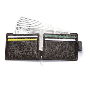 RFID Peňaženky pravej Kože Mužov Peňaženky Carteira Cowhide Peniaze Klip HASP Krátke Slim Peňaženky Business ID Kreditnej Karty Prípadoch