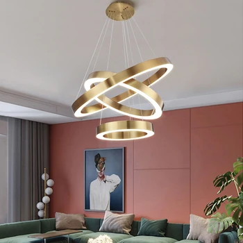 Moderné, jednoduché Okrúhle LED svetiel Prívesok Villa Obývacia izba Reštaurácia Spálňa Decor Osvetlenie Tanečnej Miestnosti Zmes Visí lampa