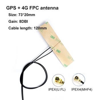 2pc GPS+4G anténa GPS LTE FPC kábel Flexibilné vnútorné IPEX U. FL IPEX4 MHF4 vysoký zisk 8dbi pre SIM7600 SIM7100 SIM7000 SIM7500