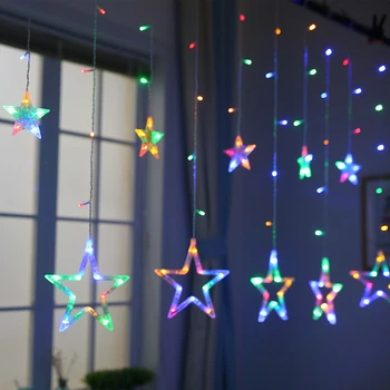 LED Reťazec Svetlá Pentagram Star Opony Svetlo Víla, Svadby, Narodeniny, vianočné svetlo Výzdobu Svetlo 220V 110V