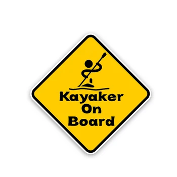 Volkrays Osobnosti Auto Nálepky Kayaker na Palube Výstražné Doplnky, Reflexné Vodotesný Kryt Škrabance PVC Otlačkom,12cm*12 cm
