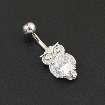 925 sterling silver kubický zirkón brucho krúžok Sova pupka piercing krúžok piercing šperky pre ženy