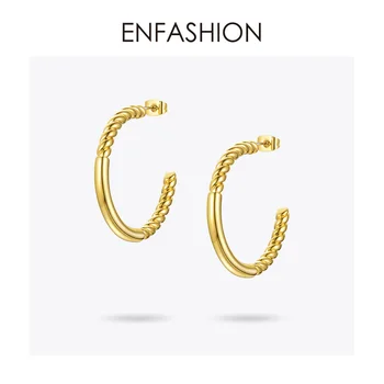 ENFASHION Twist Hoop Náušnice Pre Ženy Príslušenstvo Zlatá Farba Jednoduchý Kruh Earings Obruče Módne Šperky Darčeky Kolczyki E1165