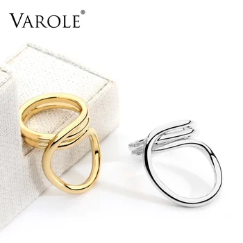 VAROLE Nový kórejský Jednoduchý Štýl Twisted Linky Zlatá Farba Prstene pre Ženy Módne Šperky Veľkoobchod
