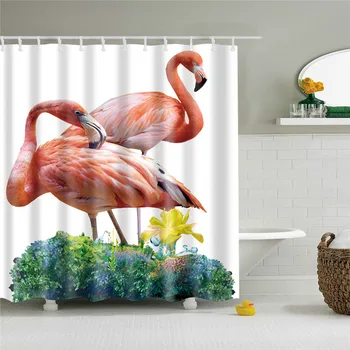 Zvieratá Flamingo Nordic Obrázky Nepremokavé Sprchové Závesy, V Kúpeľni 3d Vytlačí Polyester Vaňa Obrazovke Home Decor