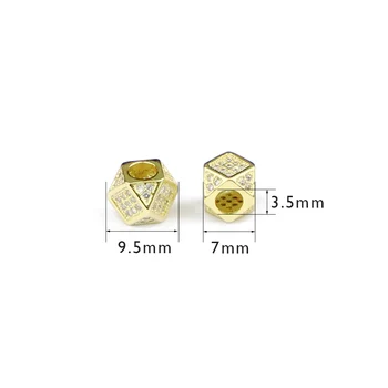 WLYeeS 2 ks Biely Zirkón Geometrické Prívesok Charms Medi korálky 7mm kovové Dištančné Voľné korálky, Ručne vyrábané Šperky náramok, takže urob si sám