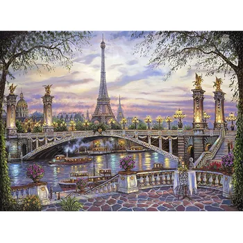 3D Diamond Mozaikový obraz Plný Štvorec / Kolo 5D DIY Diamond Maľba Krajiny Paríž veža Diamant Výšivky Predaj Dekor FG590